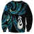 New Zealand Aotearoa Sweatshirt Maori Manaia Paua Shell Glitter Turquoise