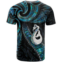 New Zealand Aotearoa T Shirt Maori Manaia Paua Shell Glitter Turquoise