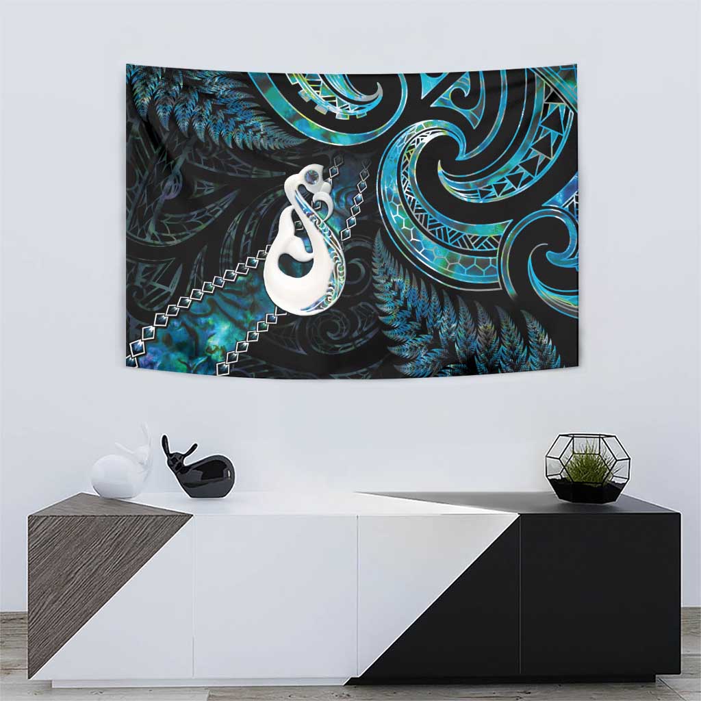 New Zealand Aotearoa Tapestry Maori Manaia Paua Shell Glitter Turquoise LT05 - Polynesian Pride