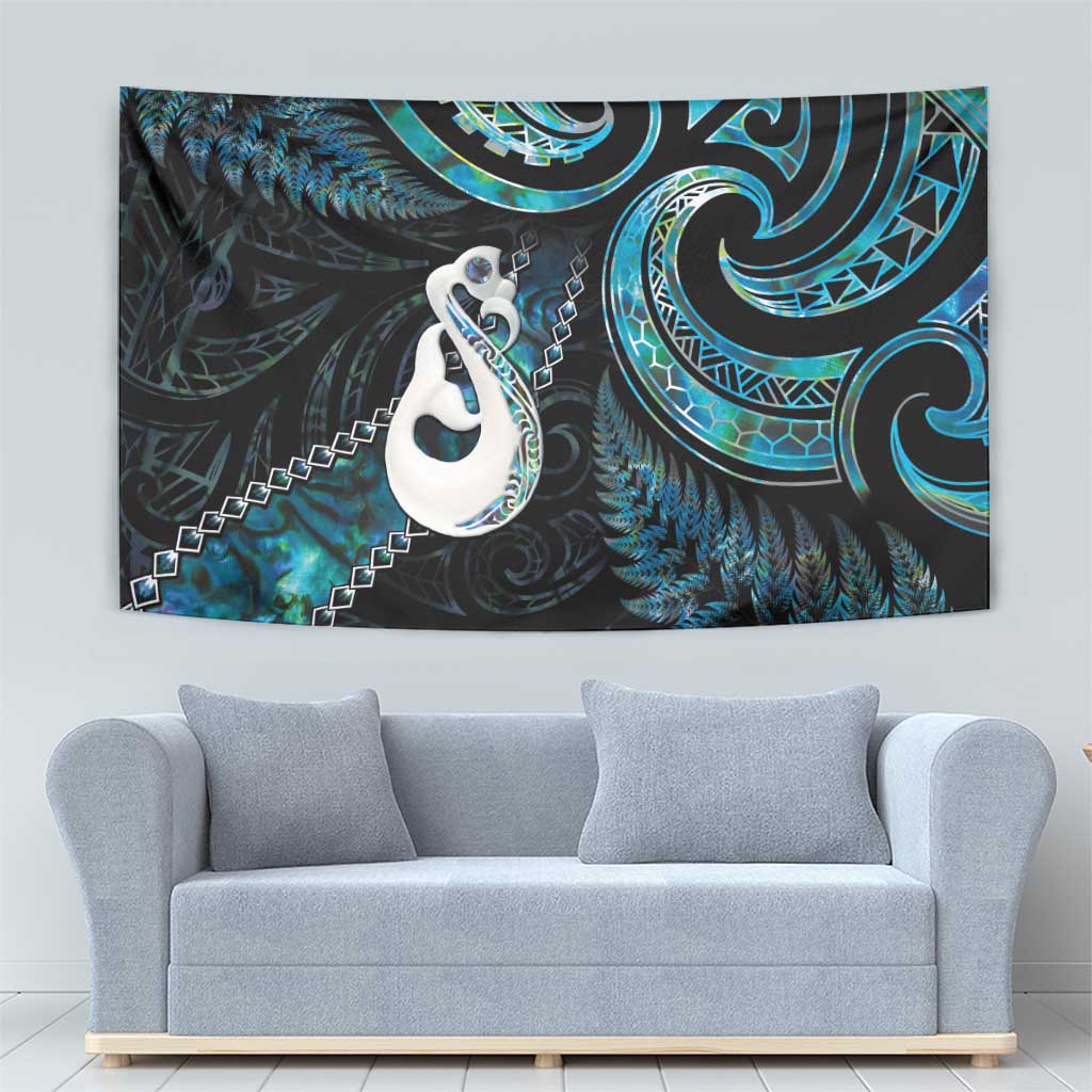 New Zealand Aotearoa Tapestry Maori Manaia Paua Shell Glitter Turquoise LT05 - Polynesian Pride