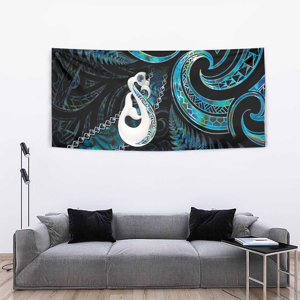 New Zealand Aotearoa Tapestry Maori Manaia Paua Shell Glitter Turquoise LT05 - Polynesian Pride