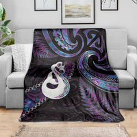 New Zealand Aotearoa Blanket Maori Manaia Paua Shell Glitter Purple