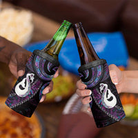 New Zealand Aotearoa 4 in 1 Can Cooler Tumbler Maori Manaia Paua Shell Glitter Purple