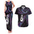 New Zealand Aotearoa Couples Matching Tank Maxi Dress and Hawaiian Shirt Maori Manaia Paua Shell Glitter Purple
