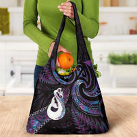 New Zealand Aotearoa Grocery Bag Maori Manaia Paua Shell Glitter Purple