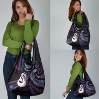 New Zealand Aotearoa Grocery Bag Maori Manaia Paua Shell Glitter Purple
