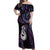 New Zealand Aotearoa Off Shoulder Maxi Dress Maori Manaia Paua Shell Glitter Purple