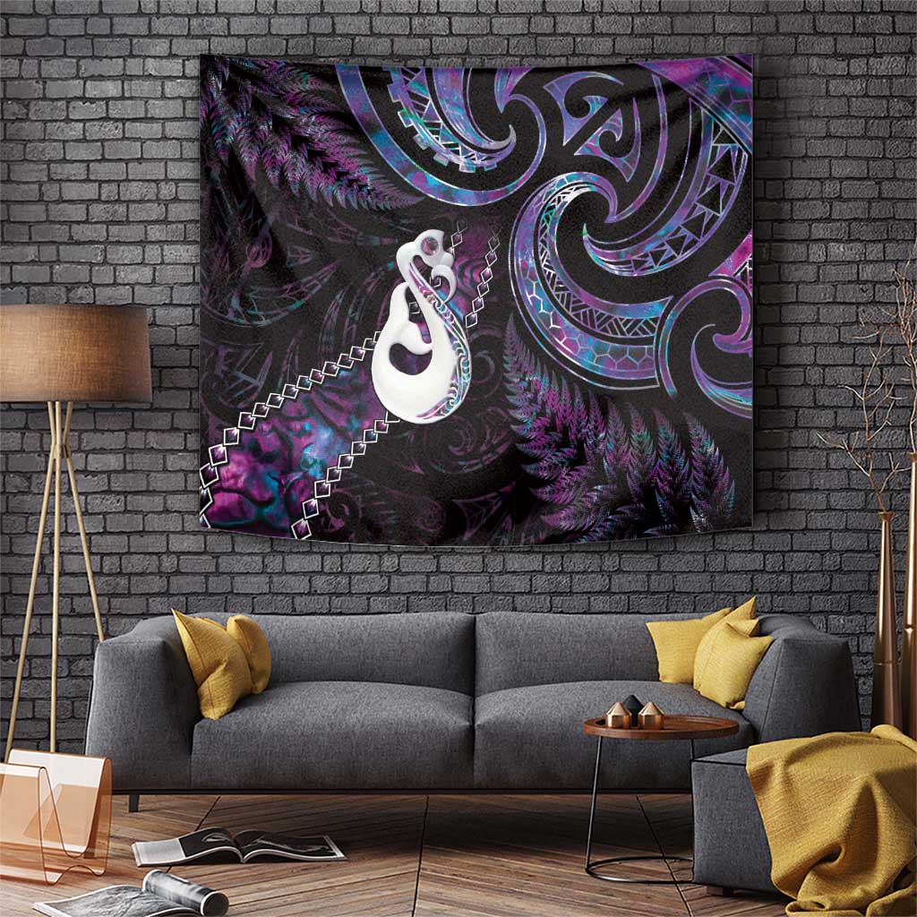 New Zealand Aotearoa Tapestry Maori Manaia Paua Shell Glitter Purple LT05 Purple - Polynesian Pride
