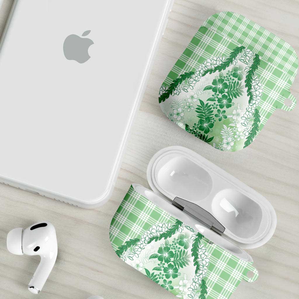 Aloha Hawaii Palaka AirPods Case Green Plumeria Lei - Polynesian Pride