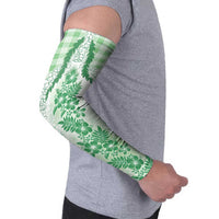 Aloha Hawaii Palaka Arm Sleeves Green Plumeria Lei - Polynesian Pride