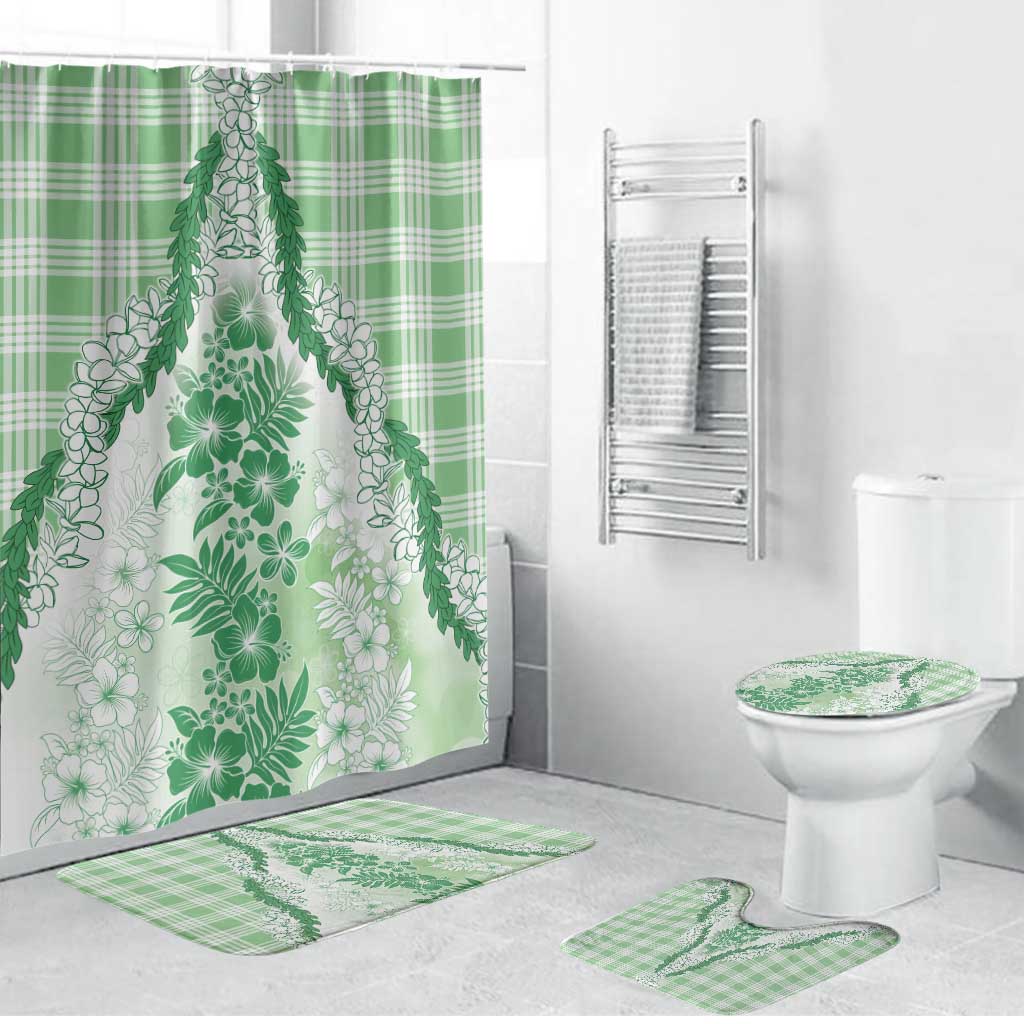Aloha Hawaii Palaka Bathroom Set Green Plumeria Lei - Polynesian Pride