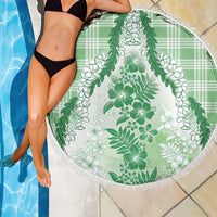 Aloha Hawaii Palaka Beach Blanket Green Plumeria Lei - Polynesian Pride