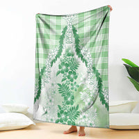 Aloha Hawaii Palaka Blanket Green Plumeria Lei - Polynesian Pride