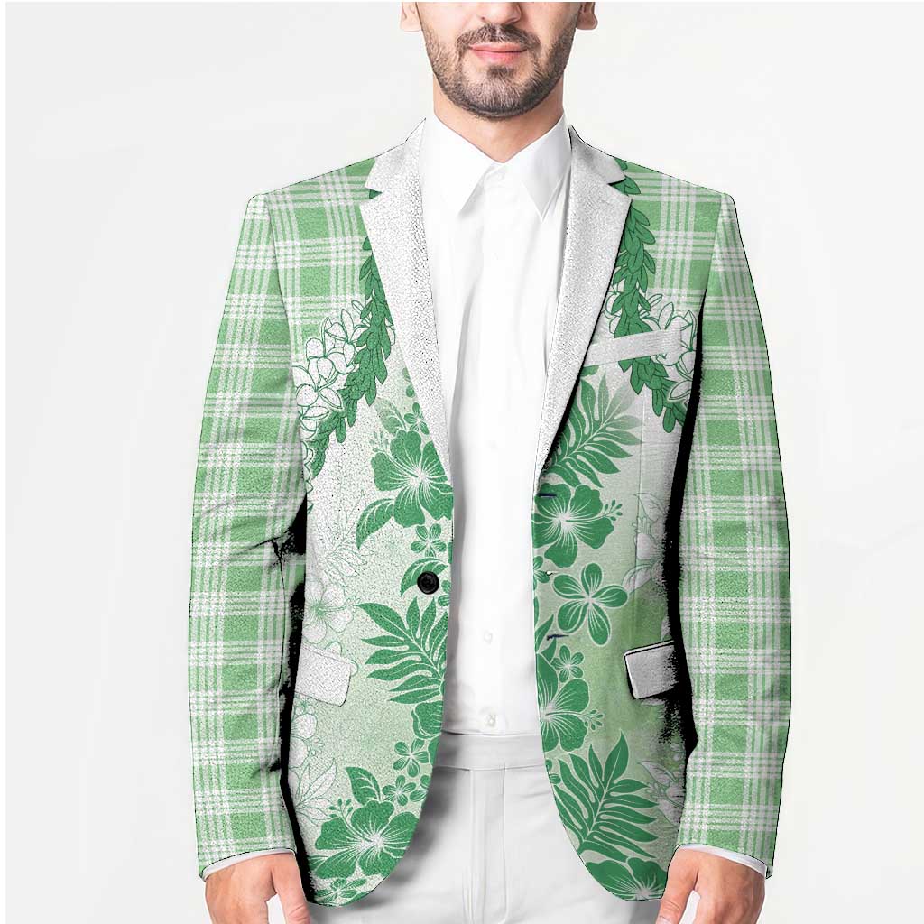 Aloha Hawaii Palaka Blazer Green Plumeria Lei - Polynesian Pride