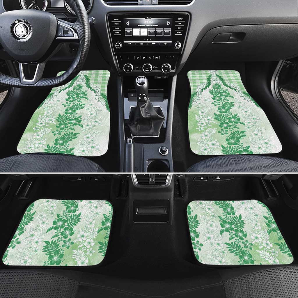 Aloha Hawaii Palaka Car Mats Green Plumeria Lei - Polynesian Pride
