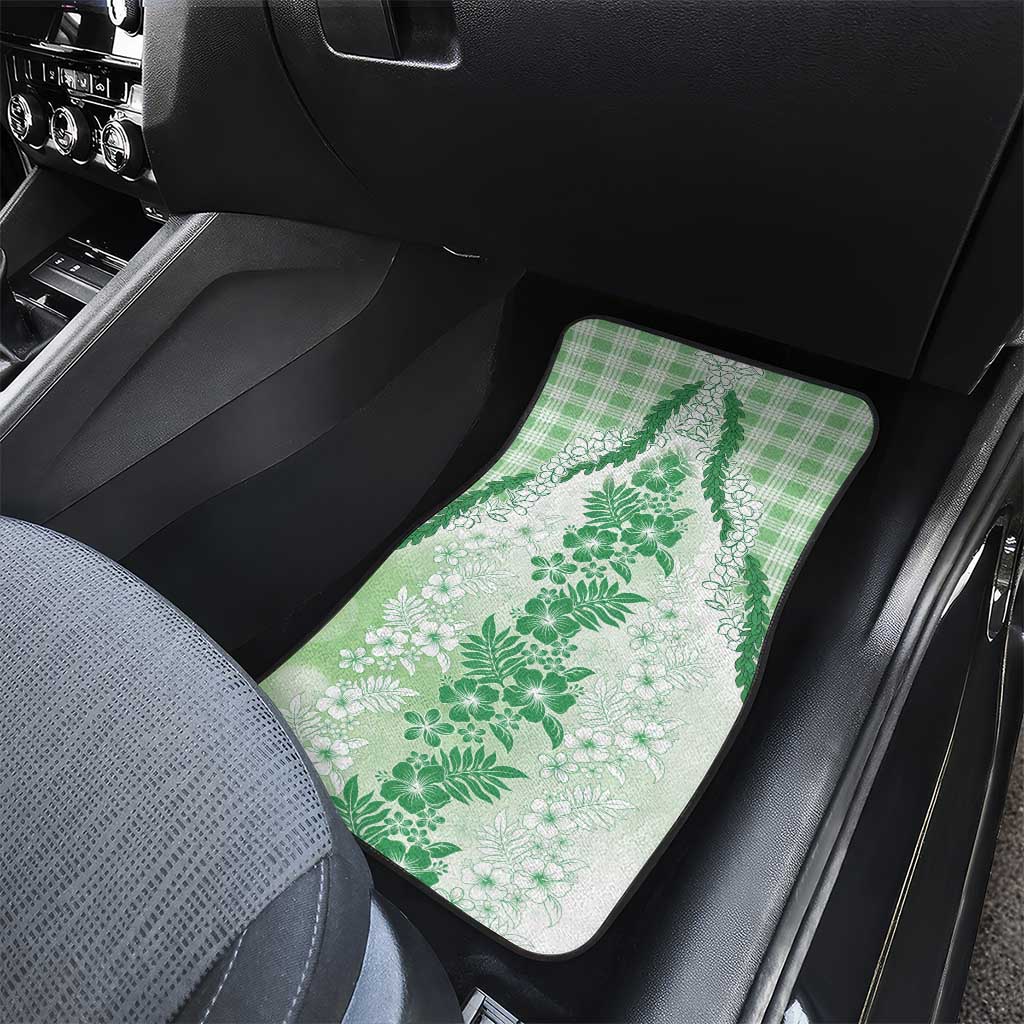 Aloha Hawaii Palaka Car Mats Green Plumeria Lei - Polynesian Pride