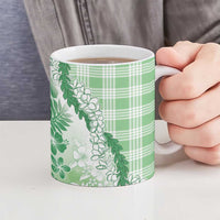 Aloha Hawaii Palaka Ceramic Mug Green Plumeria Lei - Polynesian Pride