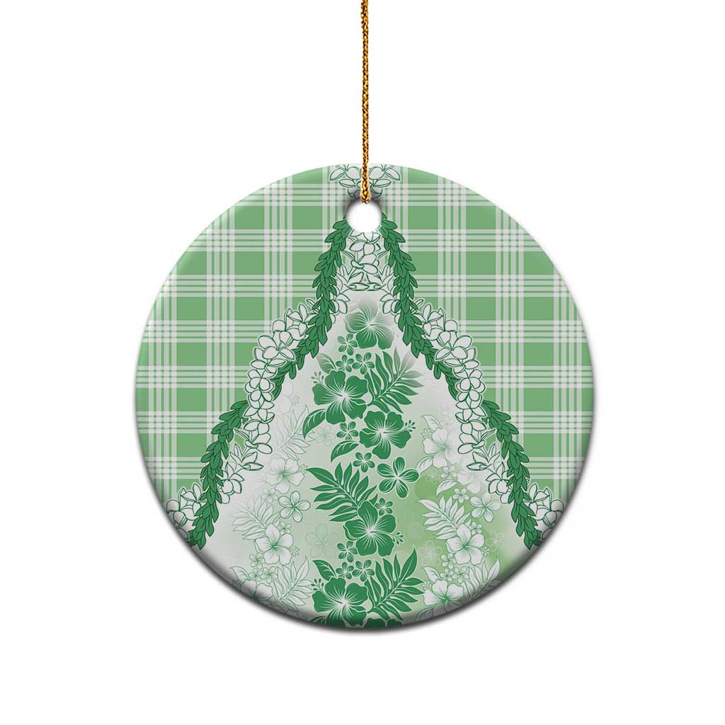 Aloha Hawaii Palaka Ceramic Ornament Green Plumeria Lei - Polynesian Pride