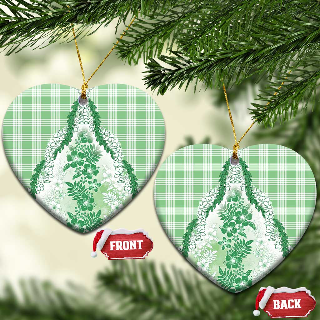 Aloha Hawaii Palaka Ceramic Ornament Green Plumeria Lei - Polynesian Pride