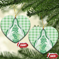 Aloha Hawaii Palaka Ceramic Ornament Green Plumeria Lei - Polynesian Pride