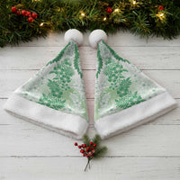 Aloha Hawaii Palaka Christmas Santa Hat Green Plumeria Lei - Polynesian Pride