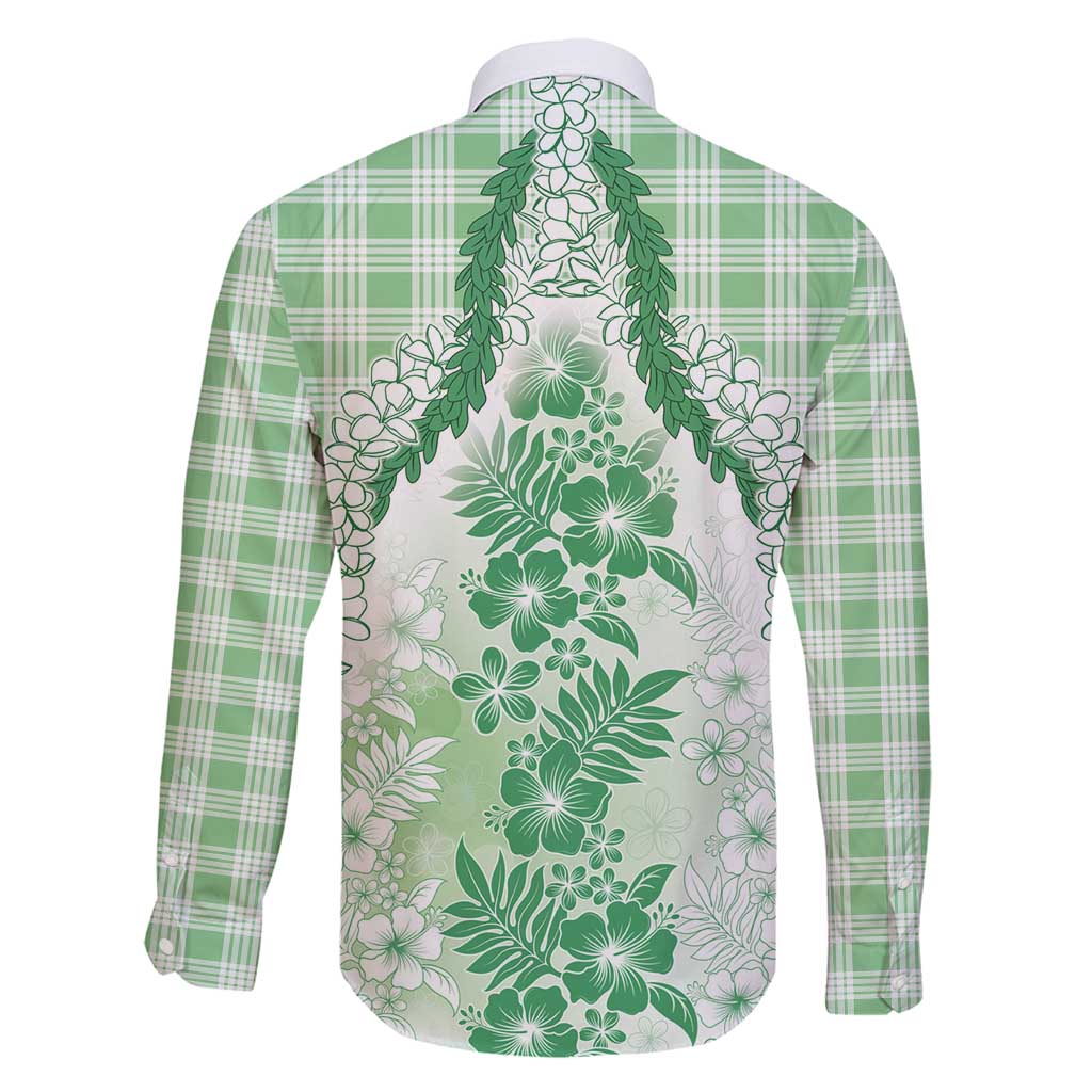 Aloha Hawaii Palaka Family Matching Puletasi and Hawaiian Shirt Green Plumeria Lei - Polynesian Pride