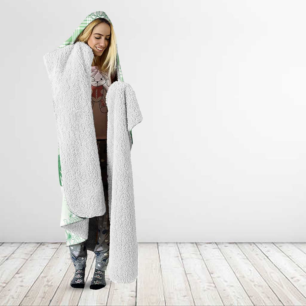 Aloha Hawaii Palaka Hooded Blanket Green Plumeria Lei - Polynesian Pride