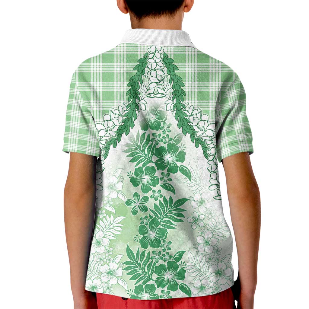 Aloha Hawaii Palaka Kid Polo Shirt Green Plumeria Lei - Polynesian Pride