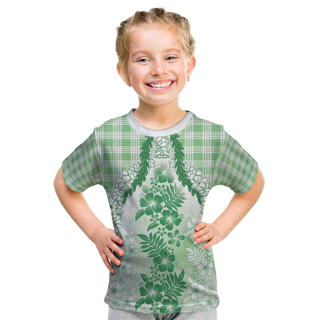Aloha Hawaii Palaka Kid T Shirt Green Plumeria Lei - Polynesian Pride