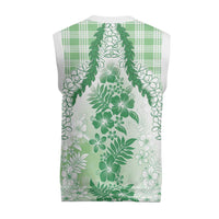 Aloha Hawaii Palaka Christmas Knitted V-Neck Vest Green Plumeria Lei - Polynesian Pride