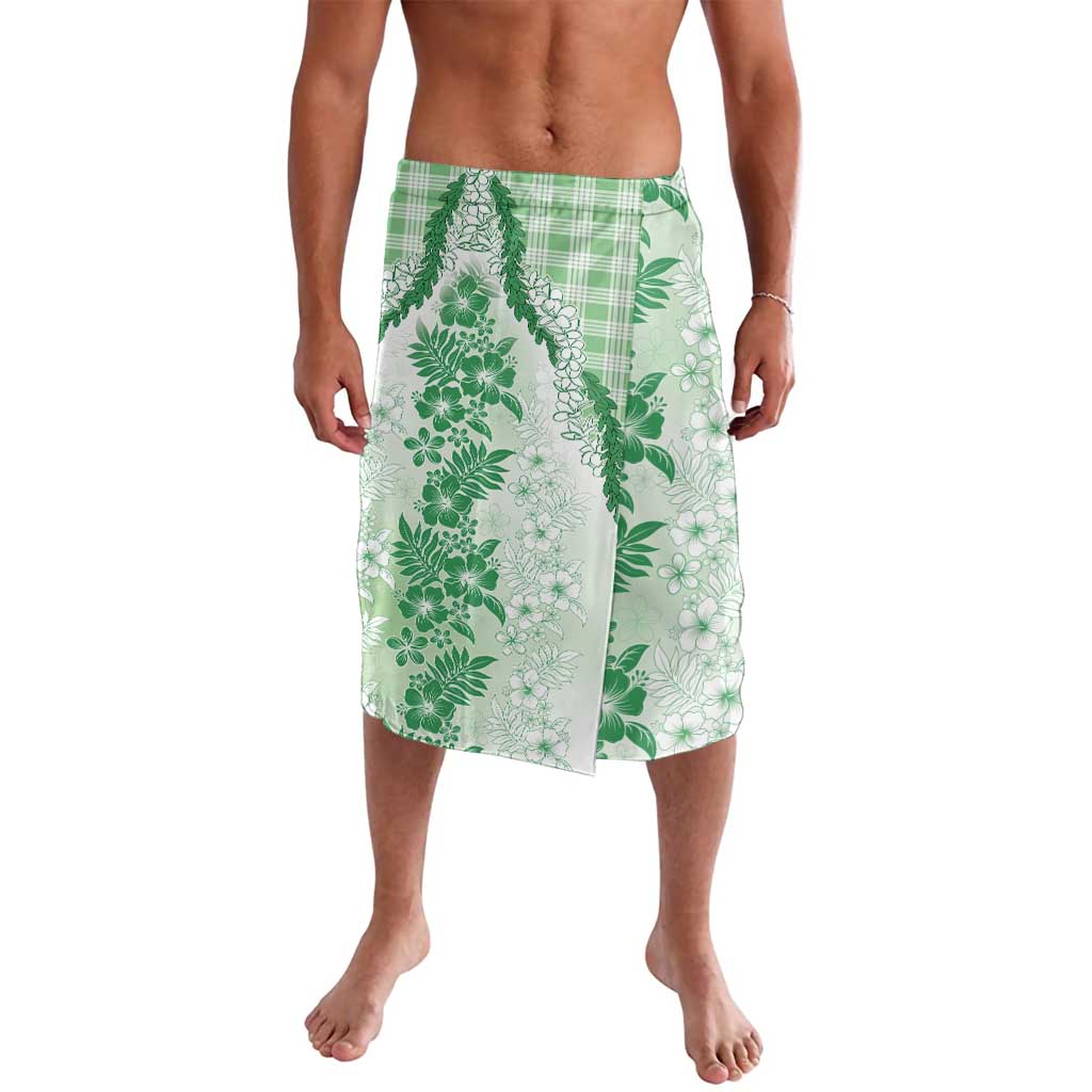 Aloha Hawaii Palaka Lavalava Green Plumeria Lei - Polynesian Pride