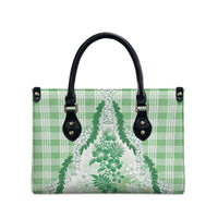 Aloha Hawaii Palaka Leather Bag Green Plumeria Lei LT05 - Polynesian Pride