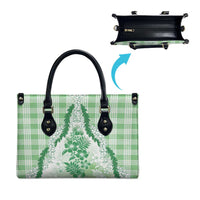 Aloha Hawaii Palaka Leather Bag Green Plumeria Lei LT05 - Polynesian Pride