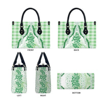 Aloha Hawaii Palaka Leather Bag Green Plumeria Lei LT05 - Polynesian Pride