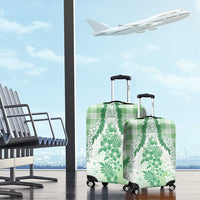 Aloha Hawaii Palaka Luggage Cover Green Plumeria Lei - Polynesian Pride