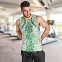 Aloha Hawaii Palaka Men Tank Top Green Plumeria Lei - Polynesian Pride