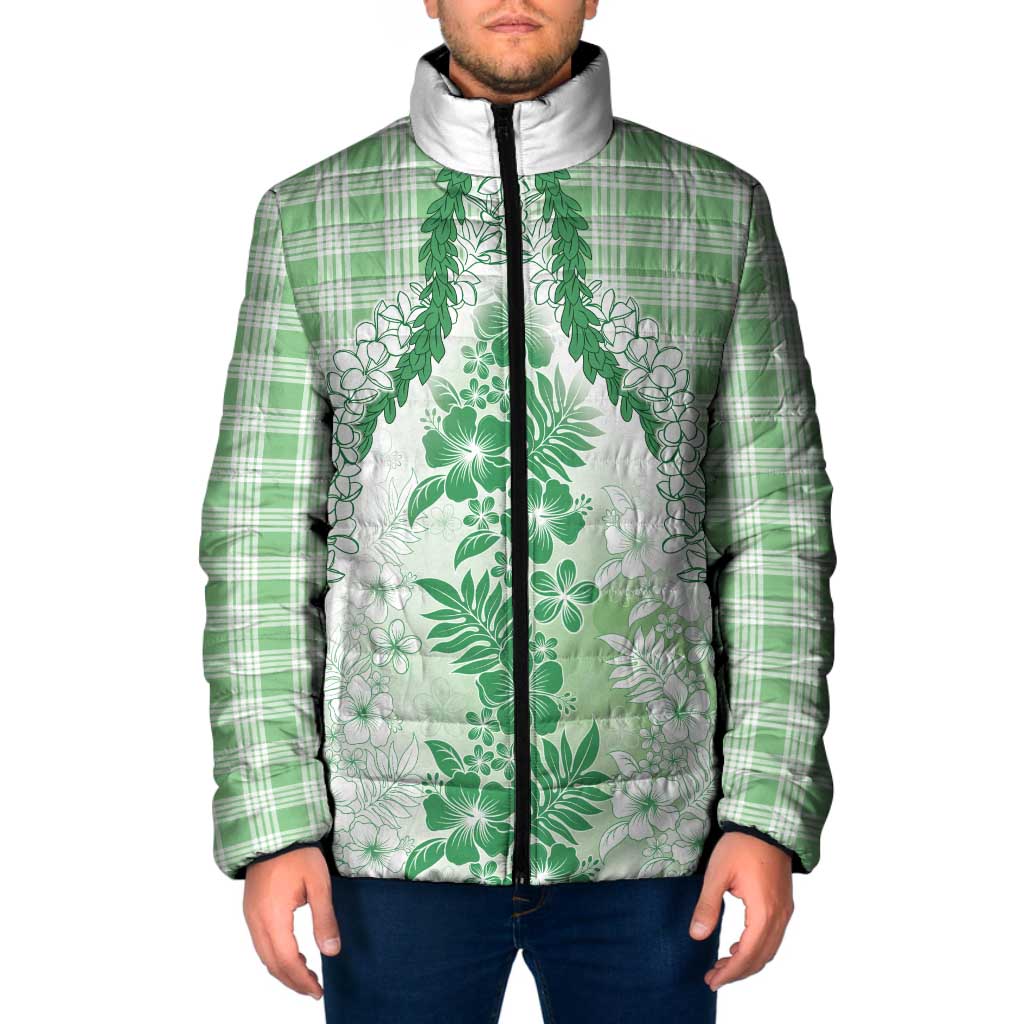 Aloha Hawaii Palaka Padded Jacket Green Plumeria Lei - Polynesian Pride