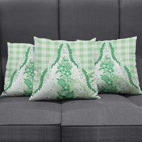 Aloha Hawaii Palaka Pillow Cover Green Plumeria Lei - Polynesian Pride