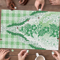 Aloha Hawaii Palaka Puzzle Green Plumeria Lei - Polynesian Pride
