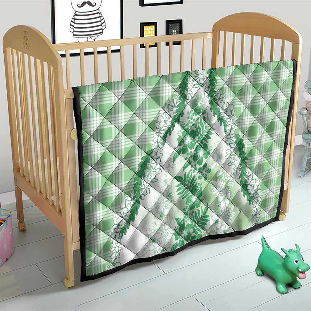 Aloha Hawaii Palaka Quilt Green Plumeria Lei - Polynesian Pride