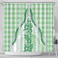 Aloha Hawaii Palaka Shower Curtain Green Plumeria Lei - Polynesian Pride