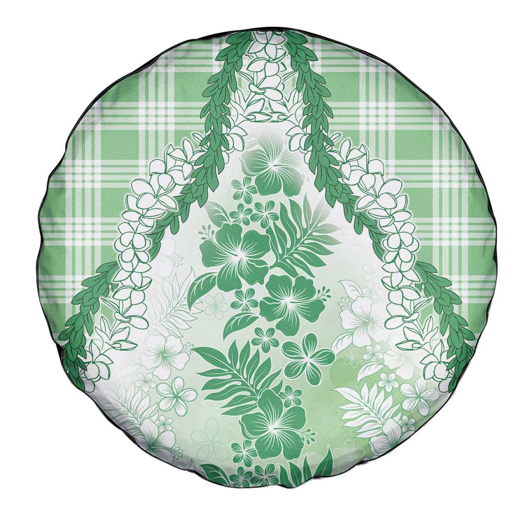 Aloha Hawaii Palaka Spare Tire Cover Green Plumeria Lei - Polynesian Pride