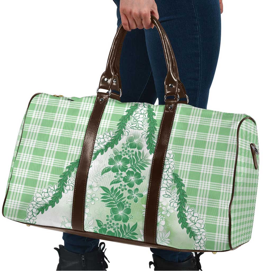 Aloha Hawaii Palaka Travel Bag Green Plumeria Lei - Polynesian Pride
