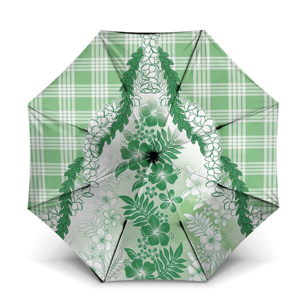 Aloha Hawaii Palaka Umbrella Green Plumeria Lei - Polynesian Pride