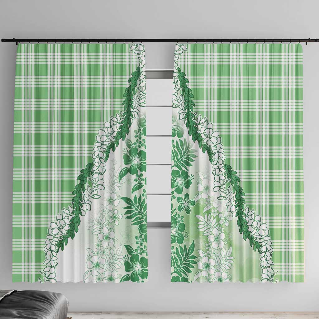 Aloha Hawaii Palaka Window Curtain Green Plumeria Lei - Polynesian Pride