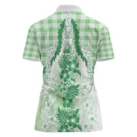 Aloha Hawaii Palaka Women Polo Shirt Green Plumeria Lei - Polynesian Pride