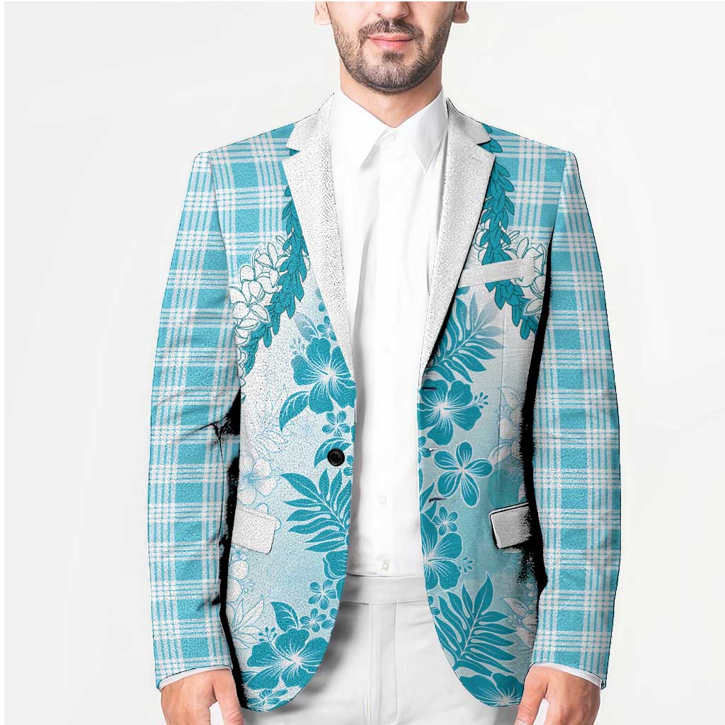 Aloha Hawaii Palaka Blazer Blue Plumeria Lei - Polynesian Pride