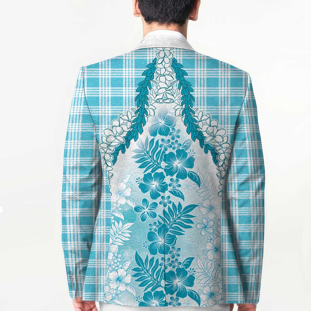 Aloha Hawaii Palaka Blazer Blue Plumeria Lei - Polynesian Pride