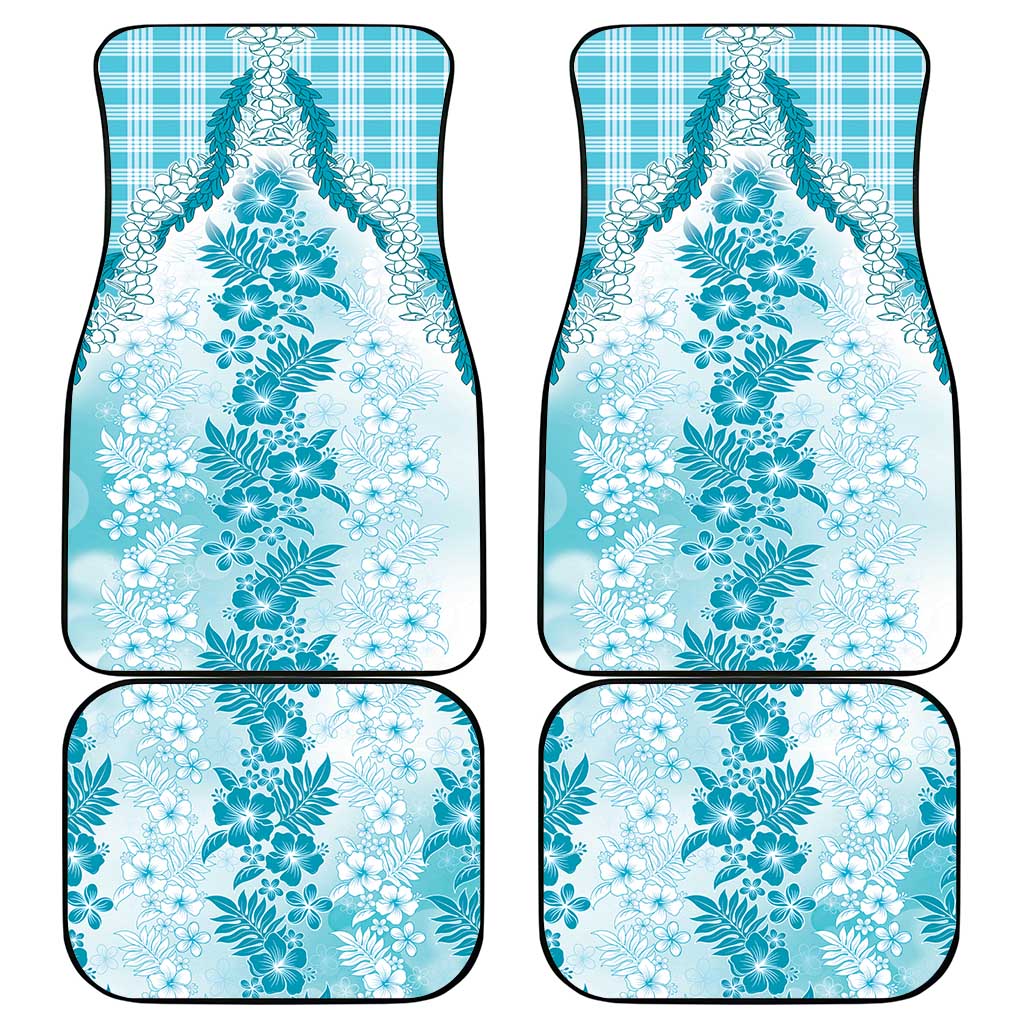 Aloha Hawaii Palaka Car Mats Blue Plumeria Lei - Polynesian Pride