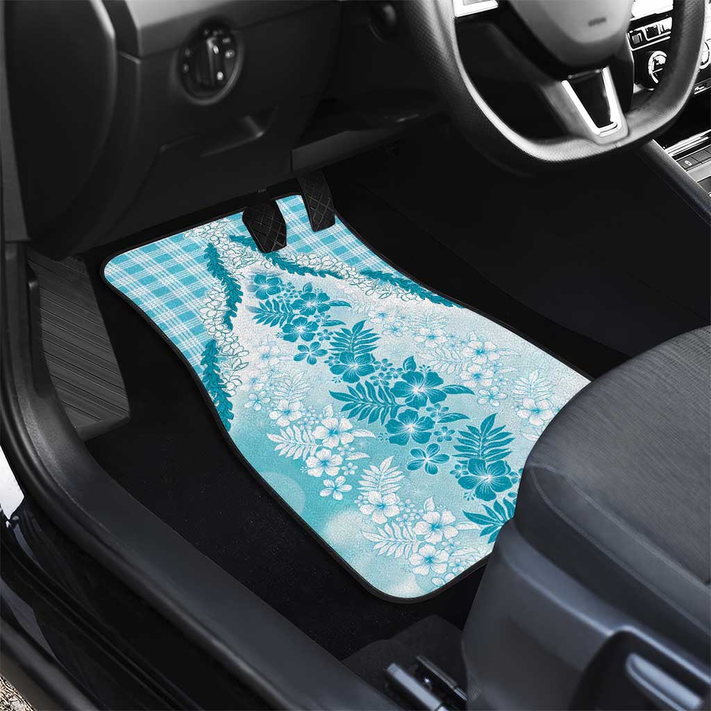 Aloha Hawaii Palaka Car Mats Blue Plumeria Lei - Polynesian Pride